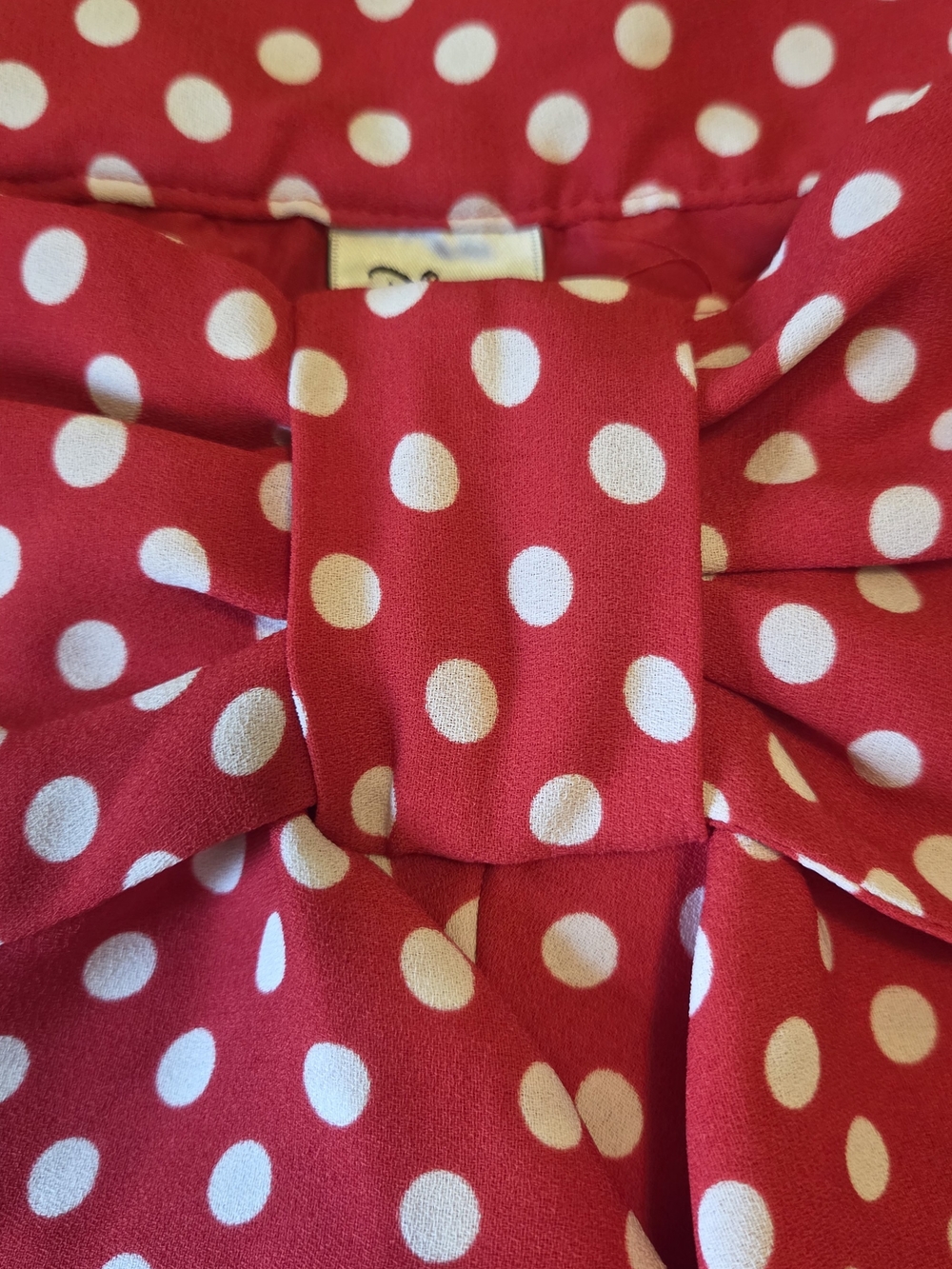 DISNEY High-Waist Red Polka Dot Shorts with Front Bow - Picture 3 of 7
